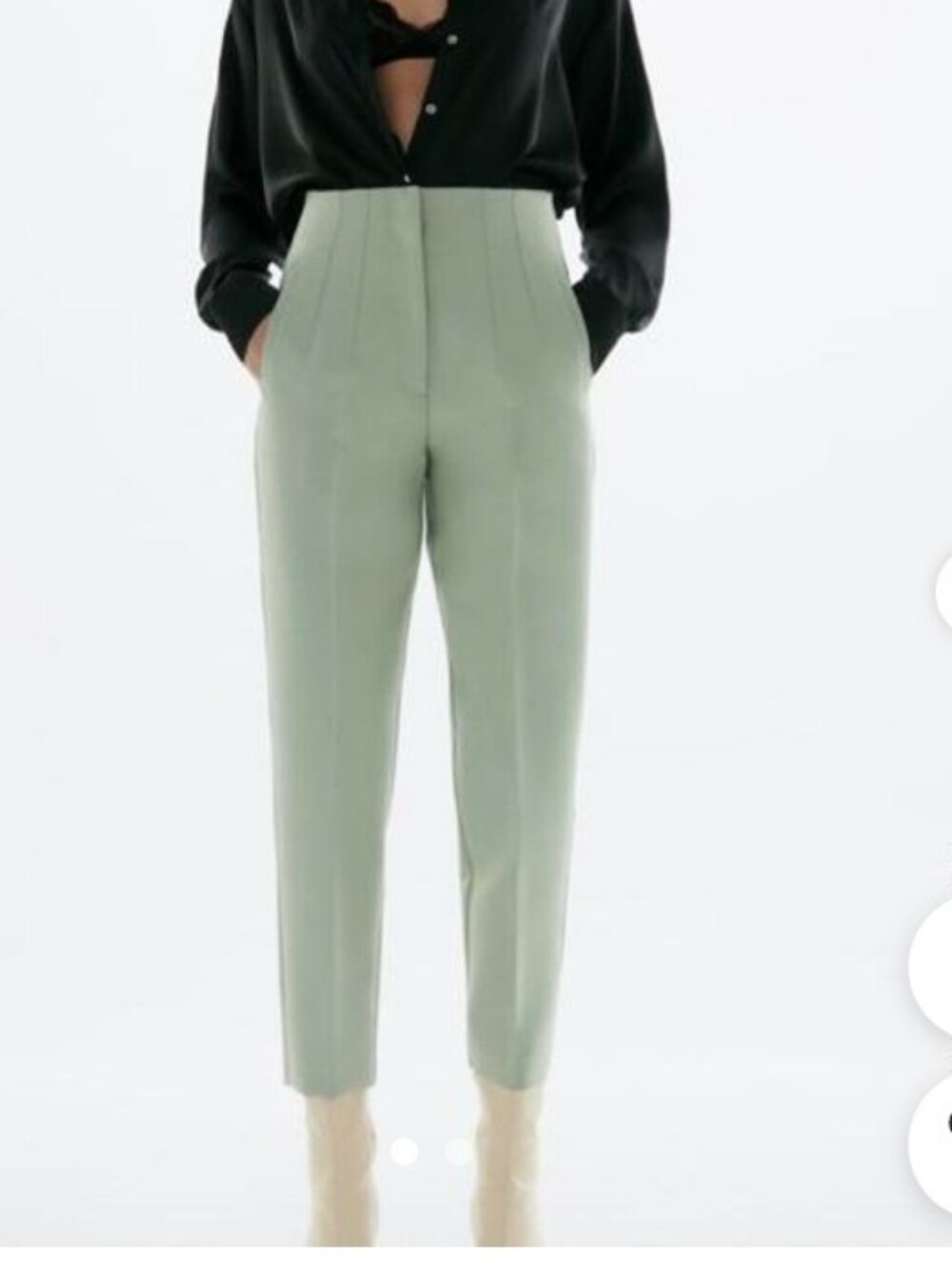 Zara High-Waist Tailored Ankle Pants - Sage Green Sz-L